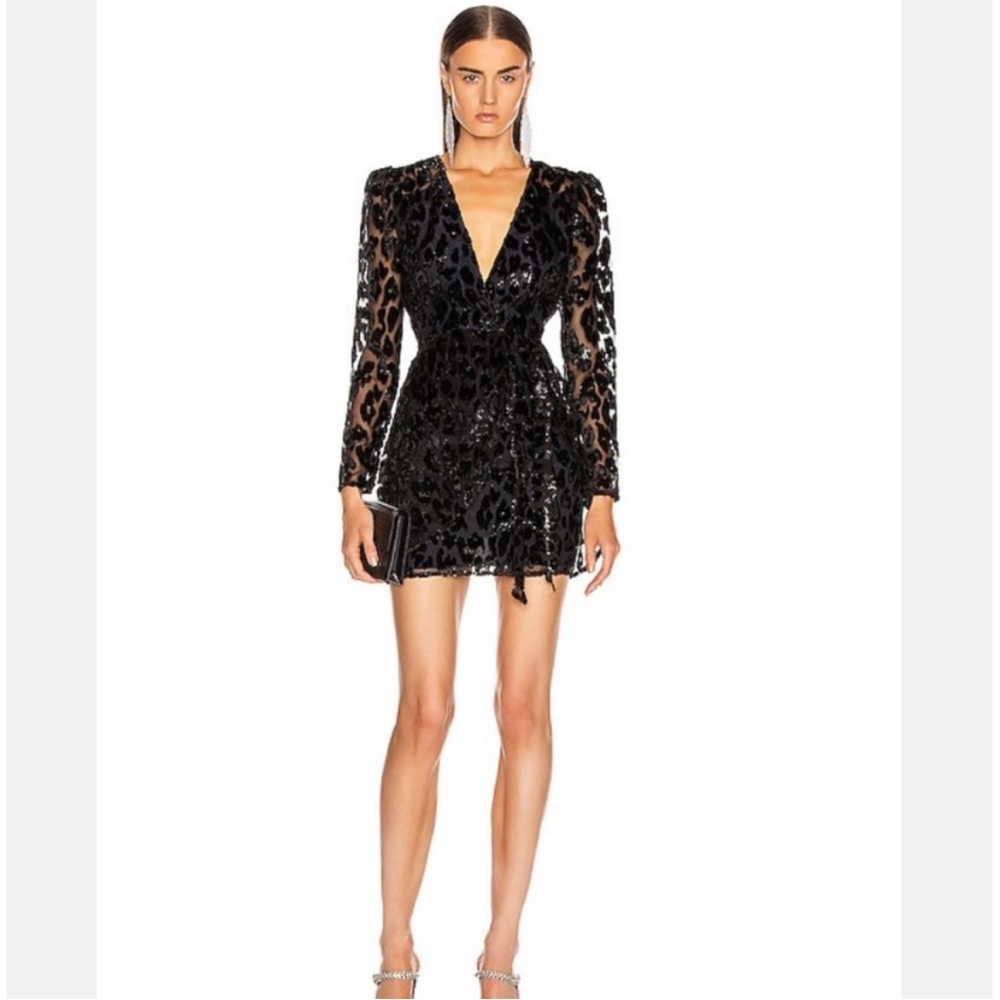 Self Portrait leopard metallic midi dress
